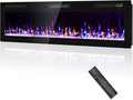 2025Upgraded 60” Recessed and Wall Mounted Electric Fireplace, The Thinnest Narrow Beleze Fire Places with Remote Control, Screen Control,Adjustable Flame Colors and Speed