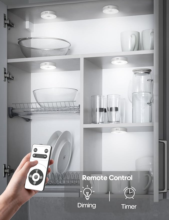 Led Under Cabinet Lights, Motion Sensor Rechargeable Light, 1000mAh Puck Lights with IR Remote, Under Counter Lights for Kitchen,cabinets,Closet,Stairs Indoor