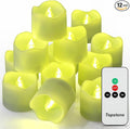 Topstone Green Remote Control Flameless Tealight Candles,CR2450 Battery Powered Votive Candles with Timer,Electric Fake Candle for Home, Christmas Decoration,Pack of 12