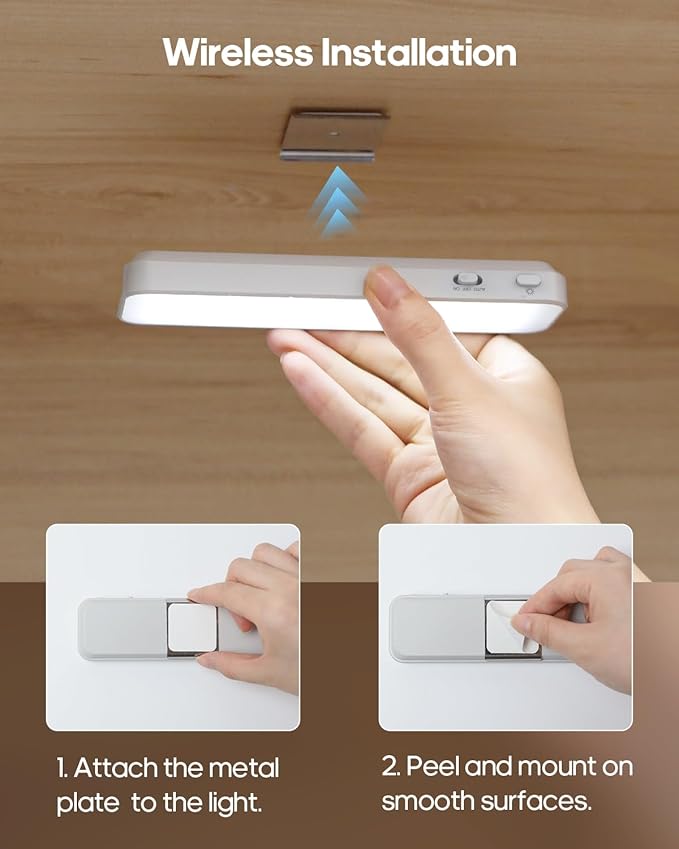 5 Pack Under Cabinet Lighting Wireless, Small 6'' Led Rechargeable Motion Sensor Light Indoor, 3CCT Dimmable Closet Light, Stick on Magnetic Under Counter Light for Pantry, Bookshelf, Stairs