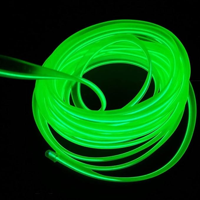 El Wire Neon Light Interior Car Light, Ambient Lighting Kits for Xmas Halloween Christmas Car Interior Decoration(5m/16ft, Fluorescent Green)