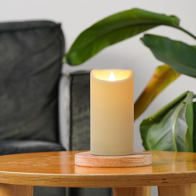 3" x 6" Waterproof Outdoor Candles Battery Operated, Flickering Flameless Pillar Candles with Remote, Plastic LED Candles for Home, Wedding Decor, Ivory, Pack of 2