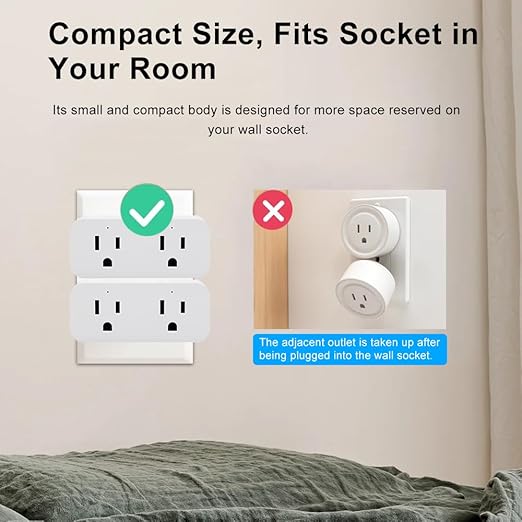Ewelink 16A WiFi Dual Smart Outlet Plug with 2 Independent Control Sockets, App Control Timer Switch, 2-in-1 Compact Design, Compatible with Alexa,Google, SmartThings