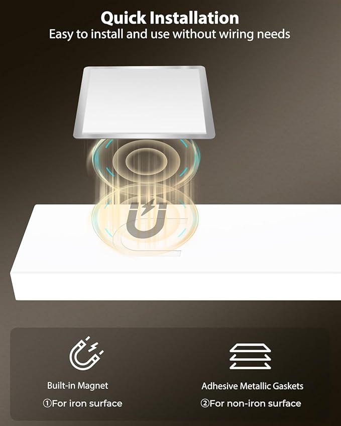 10inch Under Cabinet Lighting, 68 LED Rechargeable Motion Sensor Light Indoor, 6 Levels Dimmable Magnetic Closet Lights, Wireless Under Counter Lights for Kitchen, Stairs, Bedroom, 2-Pack Warm Light