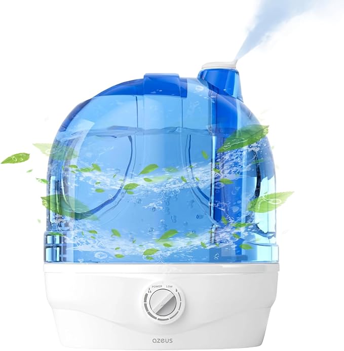 AZEUS 2.8L Large Capacity Ultrasonic Cool Mist Humidifier - Powerful Moisture Control for Comfortable Spaces, Lasts up to 30 Hours, Auto Shut-Off (BPA-Free)