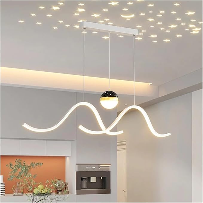 Modern Dining Room Lamparas Decoracion Smart Pendant Lights Decoration Chandeliers Compatible with Dining Room,for Living Room,Bianco