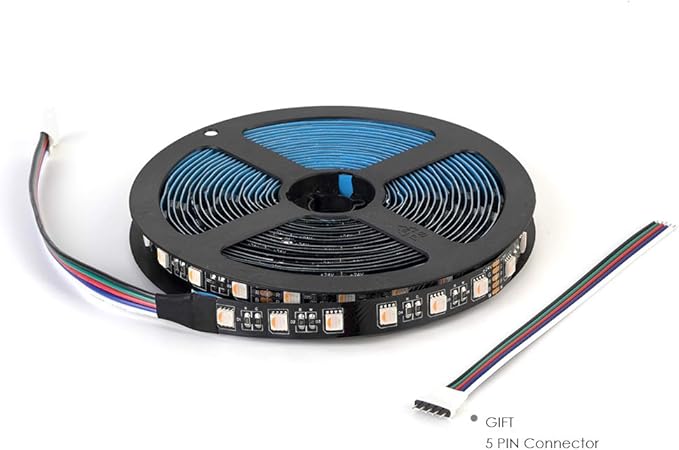 BTF-LIGHTING 5050 RGBW RGB+Warm White(2700K-3000K) 4 Colors in 1 LED Tape Light DC24V 5m 16.4ft 60LED/m Multi-Colored IP30 Black 12mm PCB for Bedroom Kitchen Home Decoration(No Adapter or Controller)