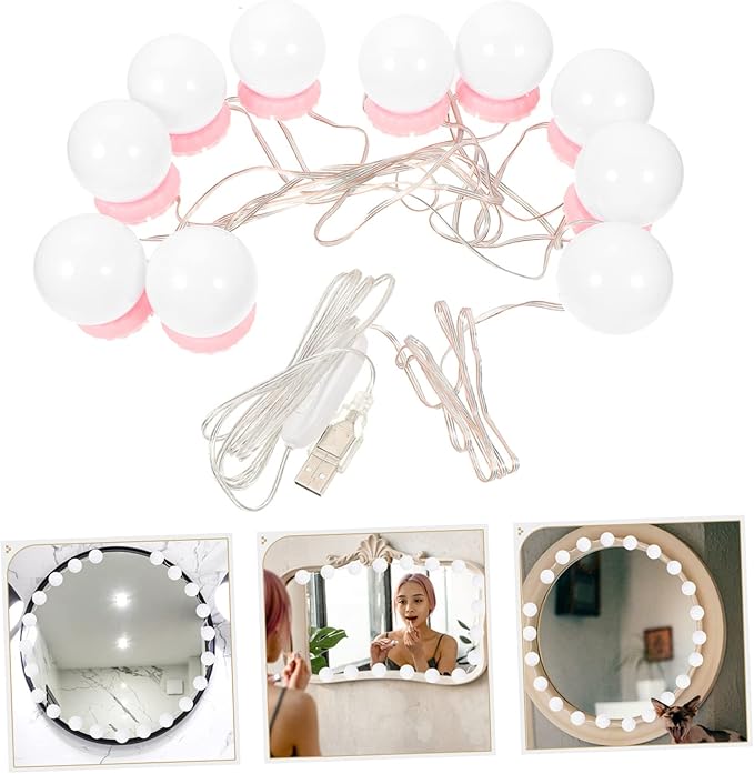 Cabilock LED Vanity Mirror Light 3 Color Temperatures USB-Powered Makeup Lighting for Bathroom and Dressing Table Adjustable Brightness Suction Cup Design for Makeup Application