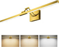 VONLUCE 36" LED Bathroom Vanity Light, 3CCT Modern LED Vanity Lights with 360° Rotatable Head Swing Arm, 15.4W Bathroom Light Fixture Over Mirror, LED Lights for Bathroom Bedroom, Brushed Gold