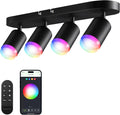 LEONLITE Smart LED Track Lighting, WiFi RGB Ceiling Lighting Kit, 4 Head Black Track Light with Remote, APP Control, Compatible with Google Home/Alexa/Siri, 16 Million Colors, 2400-5000K Dimmable, 30W