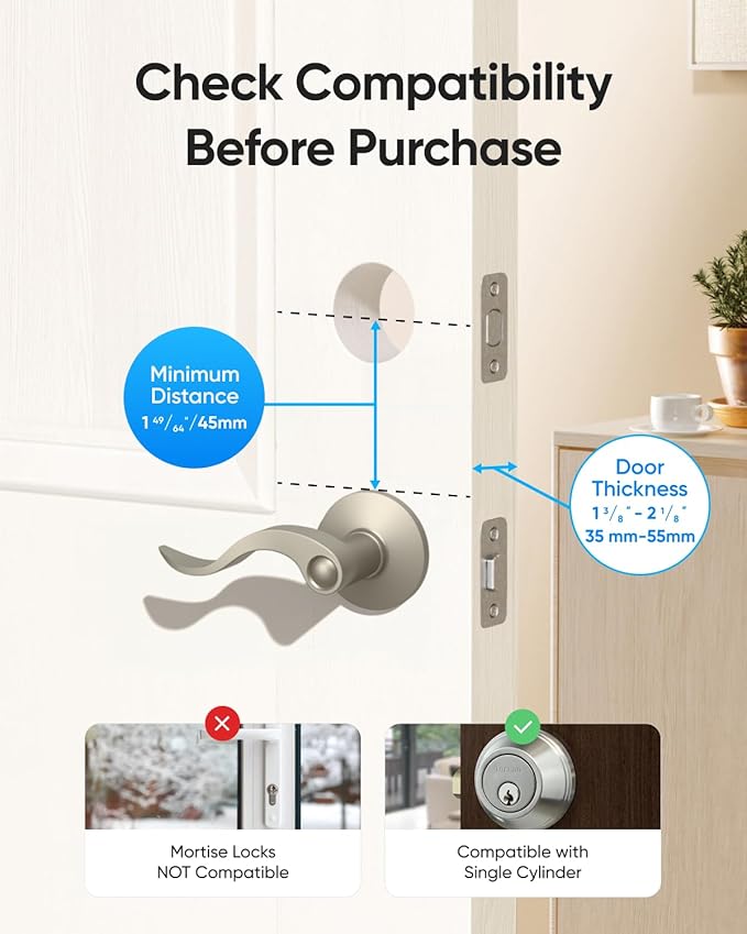 eufy Security Smart Lock C220, Fingerprint Keyless Entry Door Lock, Built-in Wi-Fi, App Remote Control, Front Door Smart Lock Deadbolt, 8Months Battery, Reliable Power, IP53, Black, Traditional