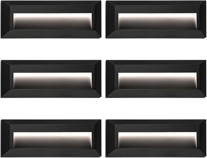 ZONK LED Step Stair Lights 110V-240V, 2W Line Voltage Outdoor Indoor Non-dimmable 4000K Stairway Deck Lights Fixture for House Hallways (6 Pack)