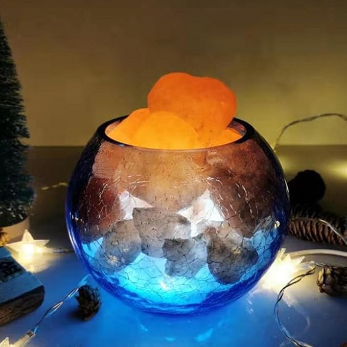 USB Himalayan Rock Night Light for Home Decor Glass Cracked Design for Bedroom Yoga Meditation and Relaxing Ambience