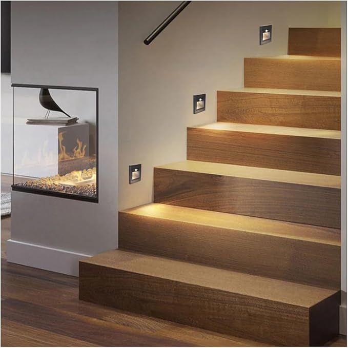 3W Motion Sensor Stair Lights 3000K Recessed LED Step Light Indoor Stair Step Wall Lamp Staircase Bedroom Decoration 10Pcs Gold