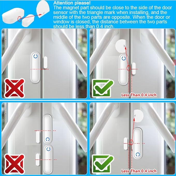 Door Chime with Phone App,WiFi Door Open Contact Sensor Alarm Chime with 600 FT Range,WiFi Door Ringer Alert for Business/Store/Home/Office When Enter (Three Sensor One Gateway)