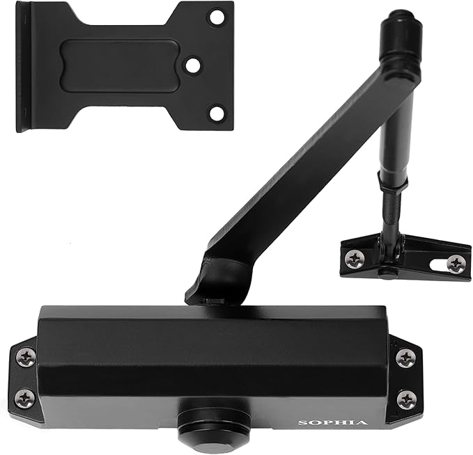 SOPHIA Automatic Door Closer Commercial, Auto Door Closer for Home Size 3 DK500, 3H Fire-Rated Hydraulic Door Closer Residential & Life Size Fitting Template, UL Listed, ANSI Grade 3, Matte Black