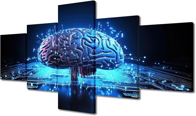 Wall Art for Living Room Brain Picture Bedroom Wall Decor Abstract Human Brain Wall Paintings for Office Print On Canvas Modern Artwork Framed Ready to Hang, (50"Wx24"H)
