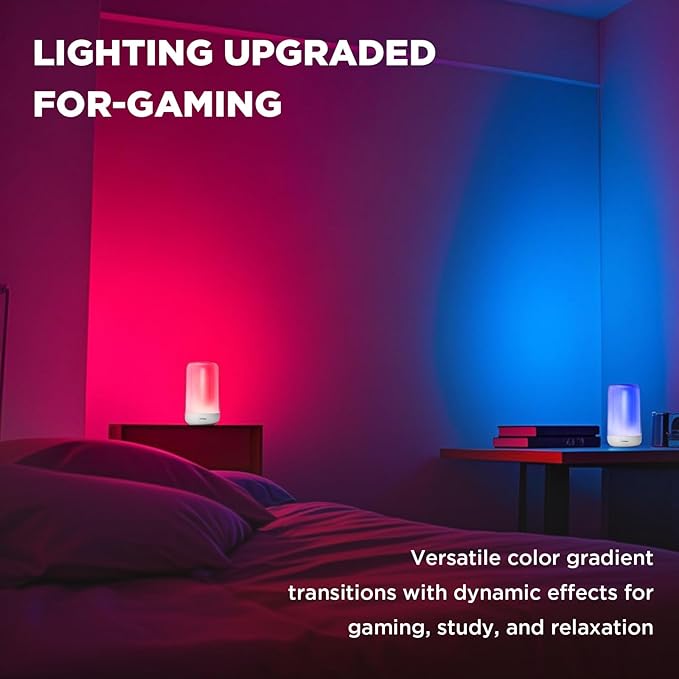 Midea 16 Colors RGB Touch Lamps, 1200mah Rechargeable Night Light, Dimmable Bedside Nursery Lamp, Baby-Safe Material, Portable Hanging Mini Lamp for Bedroom, Travel, Camping Mood Lamp