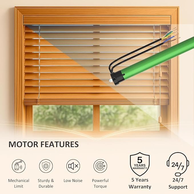 Hardwired Roller Shade Motor 120V AC, Dry Contact Tubular Motor for Smart Blinds, 35mm Quiet Electric Motorized Blinds Kit for Projector Screen Zebra (10 N.m for Φ40mm (1.57") Round Tube)