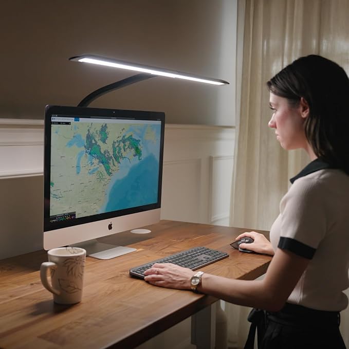UPLIFTDESK Sliding Flex Clamp Lamp – LED Office Desk Lamp with Clamp with 6 Brightness Levels and 4 Color Temperatures, Great Work from Home and Office Accessories (Black)