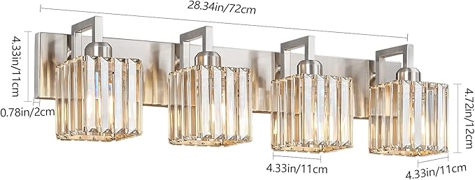 19.5" KnurledBrassWallSconcesSetof2,BronzeBathroomVanityLightFixtureswithWaterRipplesGlassTube,ModernLampforBedroom,LivingRoom,Hallway,Staise,Mirror,Kitchen