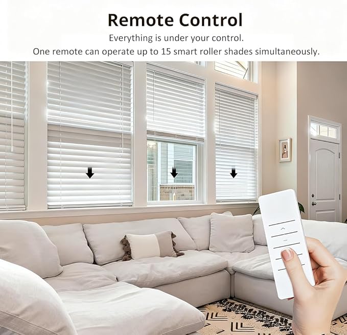 DC24V Motorized Blinds Kit, 45mm Smart Blind Motor for Awning & Roller Shade, Brushless Electric Rollers Motor with Remote, Convert Blinds to Motorized (20 N.m for Φ60mm（2-3/8"） Round Tube)