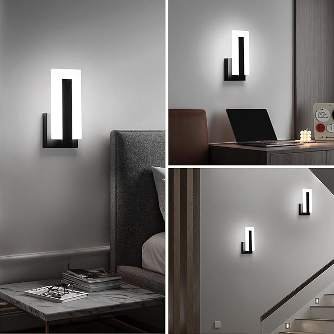 Hardwire Modern Wall Sconces with 7W Acrylic LED Wall Light Brightness Suitable forBedroom, Bathroom, Living Room, Porch, Staircase, Cafe, Hotel (Cool White 6000K 1 Pack)