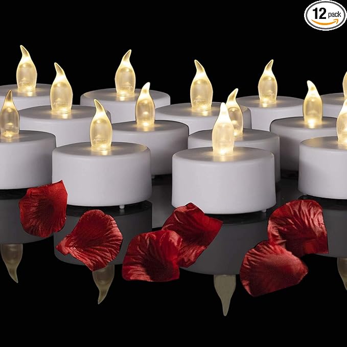 Hanzim Battery Operated LED Tea Lights: 12PACK Flameless Votive Candles Lamp Realistic and Bright Flickering Holiday Gift Long Lasting 150Hours for Seasonal & Festival Celebration Warm White