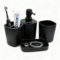Matte Black Bathroom Accessories Set, 4-Piece Plastic Bathroom Decor Set with Soap Dispenser, Toothbrush Holder, Rinse Cup & Soap Dish, Countertop Bathroom Organizer