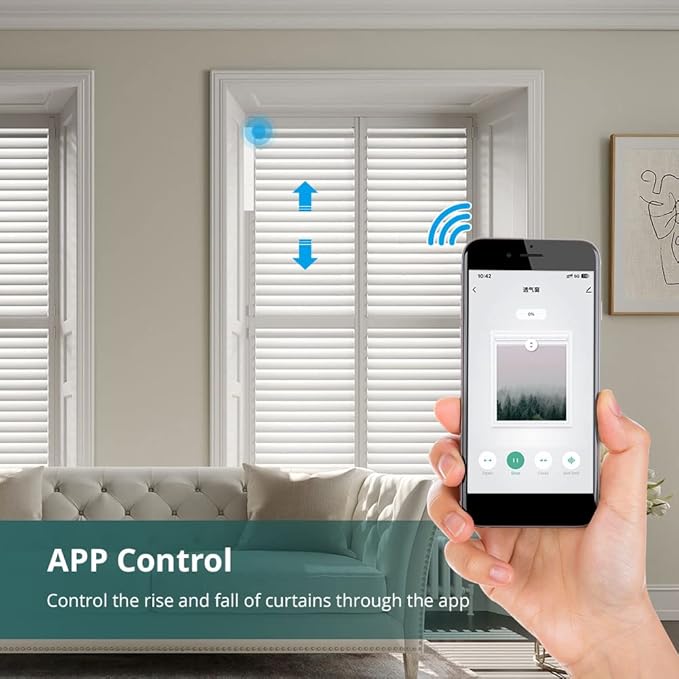 Blindsmart Plantation Shutters Motor, Smart Electric Motor Automatic Opener for Plantation Shutters for Interior Windows, USB Rechargeable Driver for Window Shutters (Remote Version, with Solar Panel)