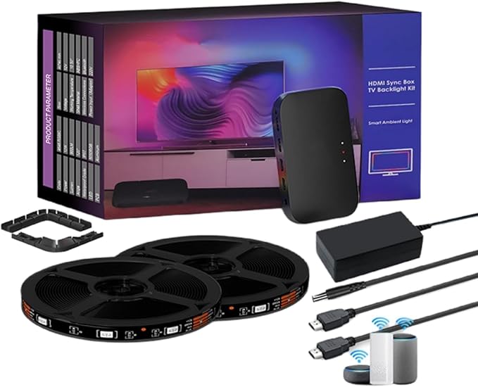 Led Strip Lights Sync,Led Lights for TV,RGB Music Sync Color Changing LED Light with Smart App/Voice Control,TV LED Back Light with HDMI Sync Box,Lighting Home Decoration (Size : 55")