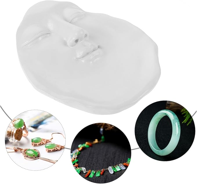 Elegant Artistic Face Resin Tray for Jewelry Storage and Candle Holder White Minimalist Decorative Organizer for Clean Girl Decor Apartment and Bathroom Accent