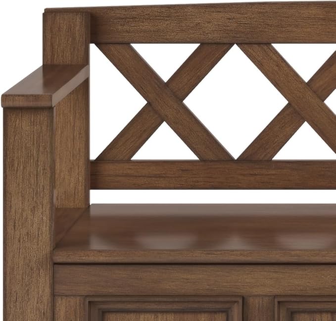 SIMPLIHOME Amherst Entryway Storage Bench - 48 inch Wide Solid Wood Hallway Seat in Rustic Natural Aged Brown, Transitional Bench for Entryway or Living Room with Lift-Up Lid and Spacious Storage