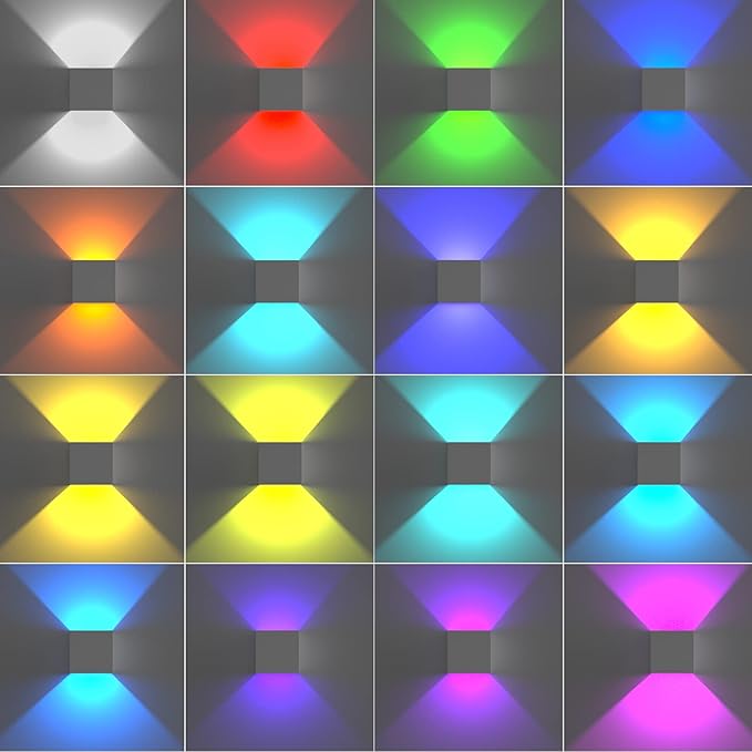 LED RGB Wall Lights for Room Decor, 16 Colors Remote Control, 6000mAh Battery Operated Rechargeable Dimmable Cordless Wall Sconces Set of 2 for Bedroom Living Room