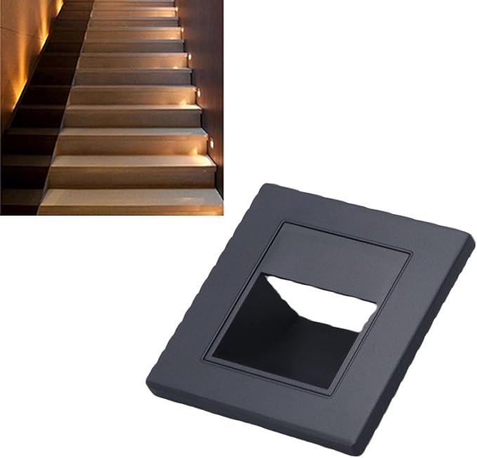 TOPINCN 3 Pack Step Light Stair Light, 1.5W 3000K Warm White Embedded Step Lamp Wall Light for Bedside Corridor Staircase