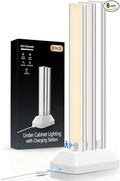 14in Under Cabinet Lighting with Charging Station, 3200mAh Rechargeable Motion Sensor Light Indoor, Magnetic Under Cabinet Lights for Kitchen, 3 Color Tempers Dimmable Closet Lights Wireless, 6-Pack