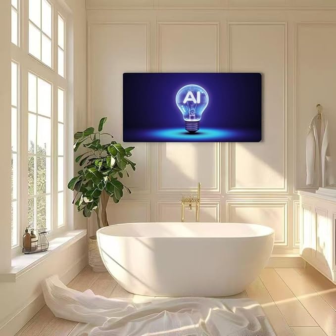Wibinuki Wall Art Wall Decor Wall Paintings Artificial Intelligence IDEA. Light Bulb AI Idea for Living Room Bedroom Bathroom Home Decor Can Be Hung Directly 20"x 40"