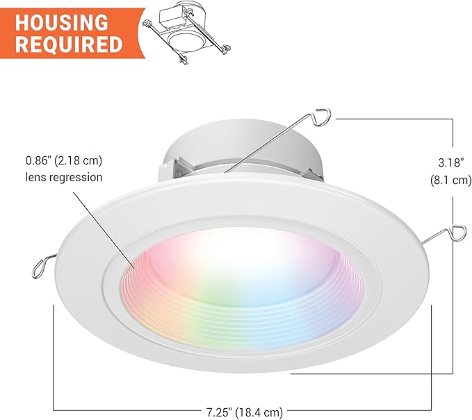 HALO 5/6" Smart Wi-Fi Recessed LED Light Powered by WiZ Pro, Dimmable Full Color w/ SpaceSense® Motion, Smart Home Ready - RL56069WZRGBWWHR