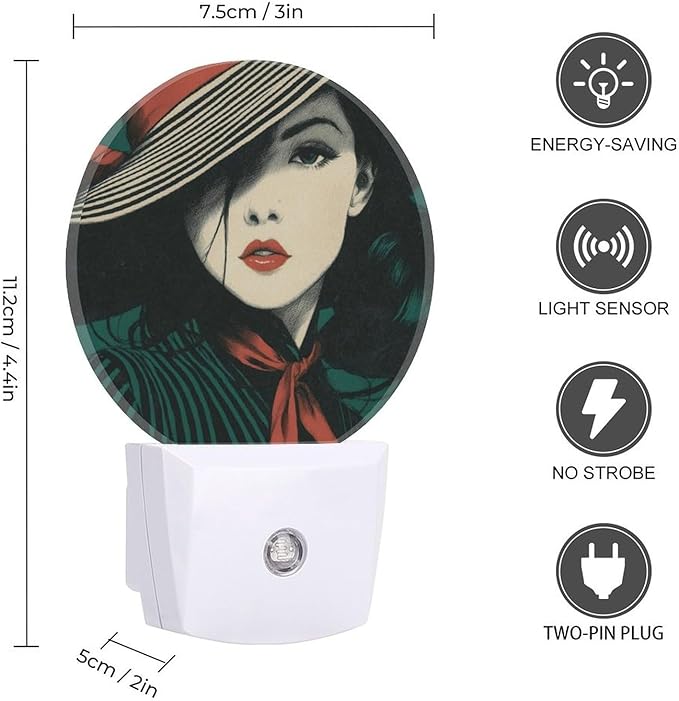 Plug in Night Light with LED & Smart Light Sensor, Stripe Concerto Auto-On/Off Night Lights Plug Into Wall for Bedroom, Bathroom, Hallway, Stairway