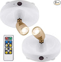 BIGLIGHT Spotlight Battery Operated, LED Puck Light, Dimmable Uplight with Remote, Stick on Accent Light for Painting Picture Wall Artwork Photo Portrait Closet Plants, Warm White, 2 Pack