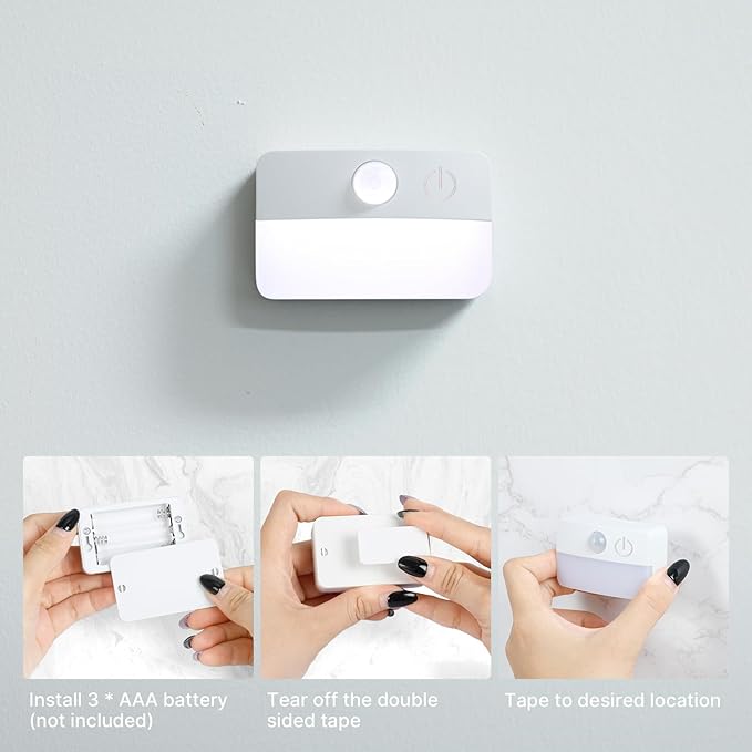 16 Pack Motion Sensor Stair Lights for Indoor, Wireless RGB Battery Operated Night Light, Led Stick On Hallway Closet Under Cabinet Stairway Automatic Lamp for Bedroom Kitchen Bathroom