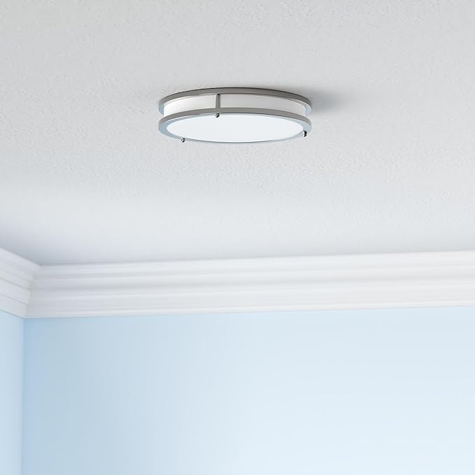 12 Inch 36W LED Ceiling Lights, 2700K/3000K/4000K/5000K/6500K Adjusted Flush Mount Ceiling Light, 3200LM Super Bright Dimmable Brushed Nickel Lighting Lamp Fixture for Bedroom Bathroom Dining, 2-Pack