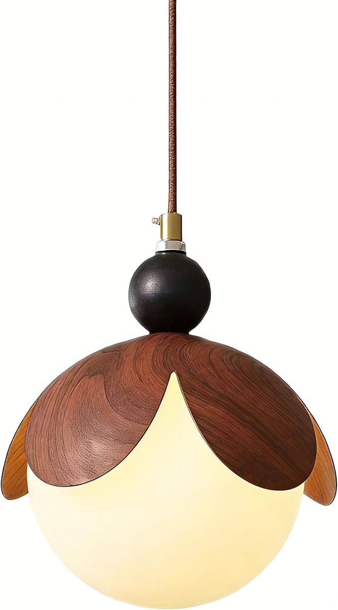 Wood Grain Wrought Iron Chandelier 7-inch Minimalist Style Light Fixture Medieval Style Lamps Suitable for Living Rooms, Dining Rooms, Bedrooms, Children's Rooms, Kitchen Islands, Studies