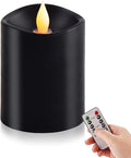 3x4 Flickering Flameless Candles Set of 1, 2AA Battery Life 600 Hours Battery Candles Flickering with Timer,4 inch Flameless Candles with Remote for Home Wedding Party Halloween Decoration, Black