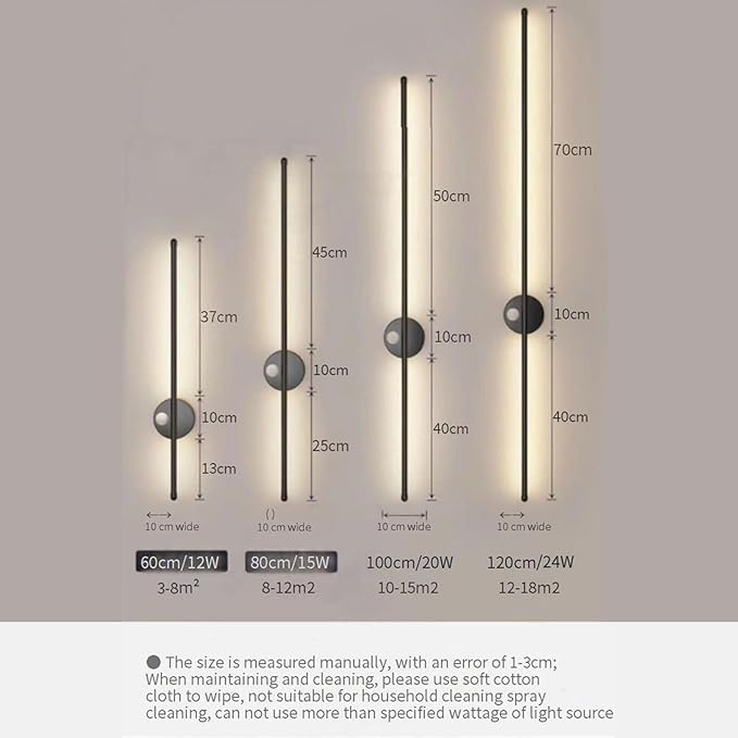 LED Long Strip Wall Lights with Motion Sensor Lamp 3000K/4000K/6000K Lighting Modern Simple Aluminum Mounted Indoor Bedside Decoration Light Living Room(Gold Neutral Light,120cm)