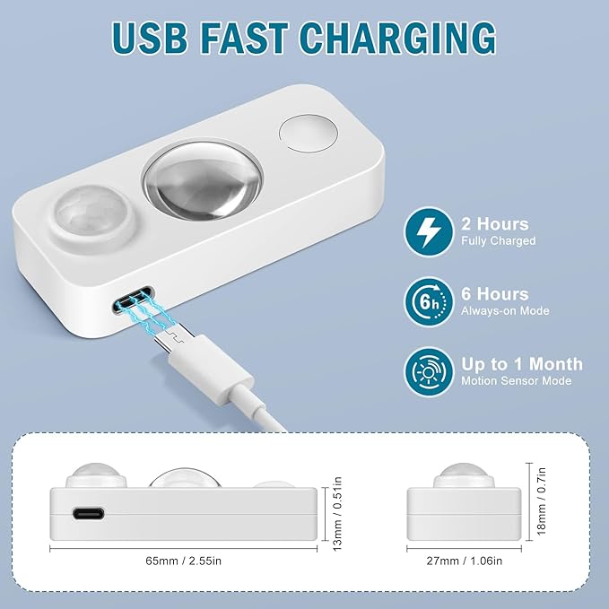 LED Motion Sensor Puck Lights, Rechargeable Under Cabinet Lighting Wireless, Dimmable Night Light, Under Counter Lights for Kitchen, Display Shelf, Closets (4 Pack)