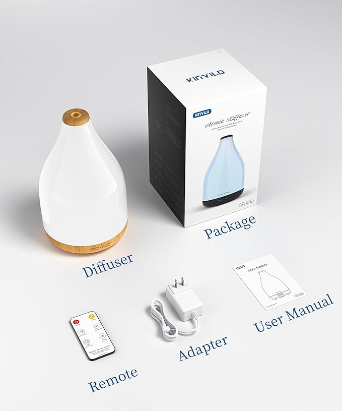 Essential Oil Diffuser for Home, 300ML Modern Décor Aromatherapy Diffusers Large Room Fresh Air Scent, Ultrasonic Cool Mist Humidifier & Color Light, 1-3-6H Timer Auto Shut-Off, Brown