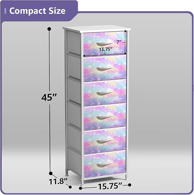 Sorbus Dresser Storage Tower, Organizer Drawers for Closet Boys & Girls Bedroom, Bedside Furniture, Chest for Home, College Dorm, Steel Frame, Wood Top, Fabric Bins(Aqua)