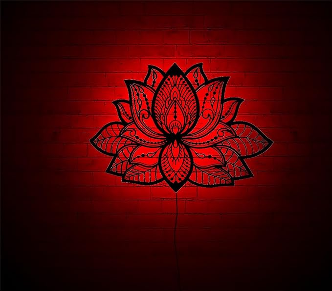 Lotus Symbol Relax Neon Sign, Mandala Yoga Room Night Light, Mandala Lotus Flower Lighted-Up Wall Art With Rgb Color Changing Led, Metal Wall Home Decor, Metalen Mandala Walldecor, Gift For Her Him