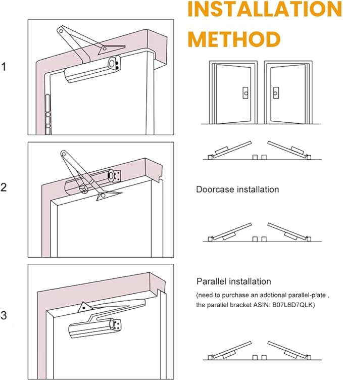 Hydraulic Automatic Door Closer – Heavy Duty Adjustable Closer (Up to 150 lbs) for Home & Commercial Use – Aluminum Alloy Auto Shut System for Interior & Exterior Doors